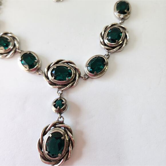 Brighton Radiant Green Teal Crystal Jeweled Flower Raindrop Necklace‎ NEW! - Picture 4 of 9